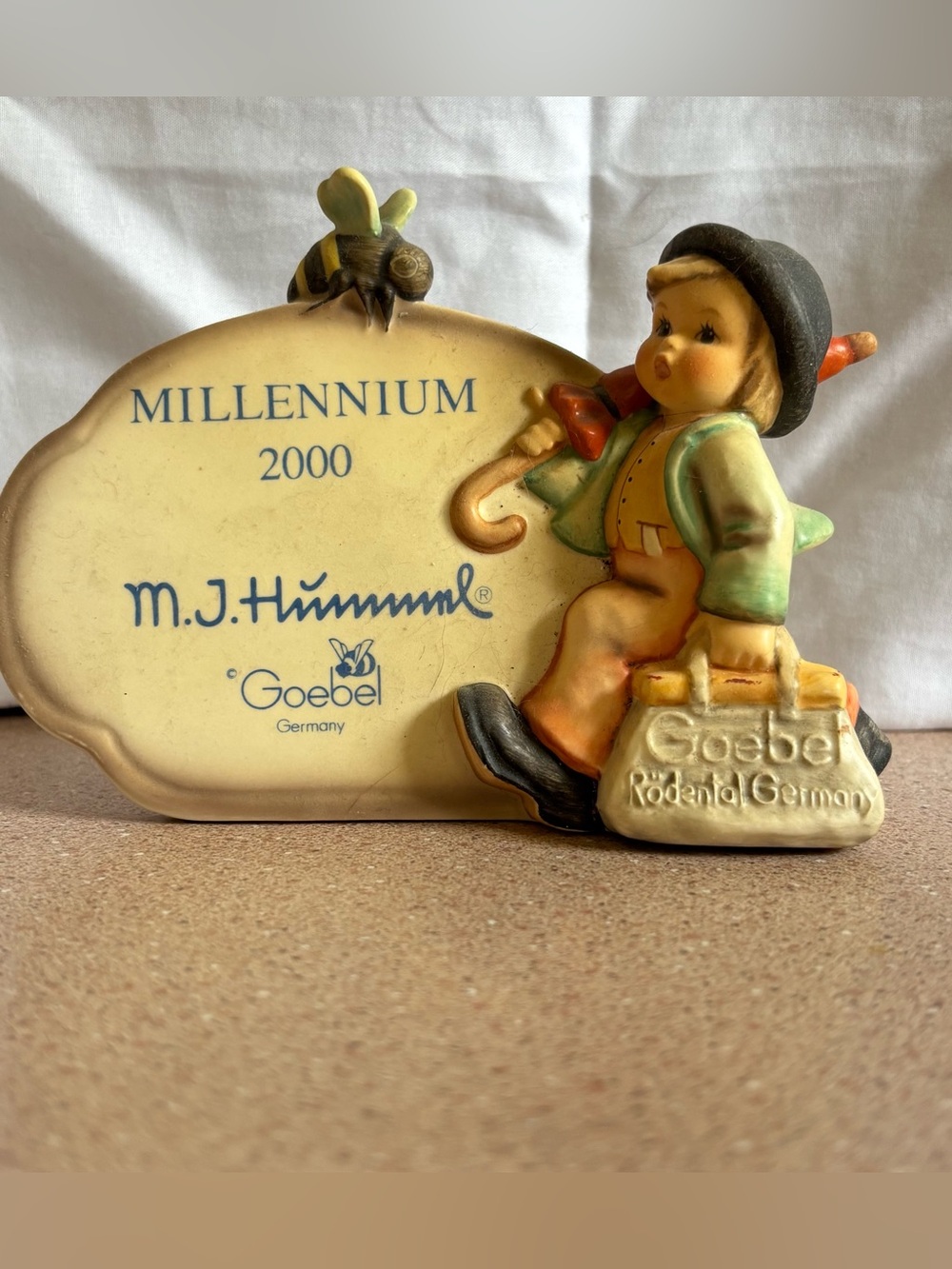 Goebel Hummel Merry Wanderer with Millennium Plaque Figurine 1998 HUM #900